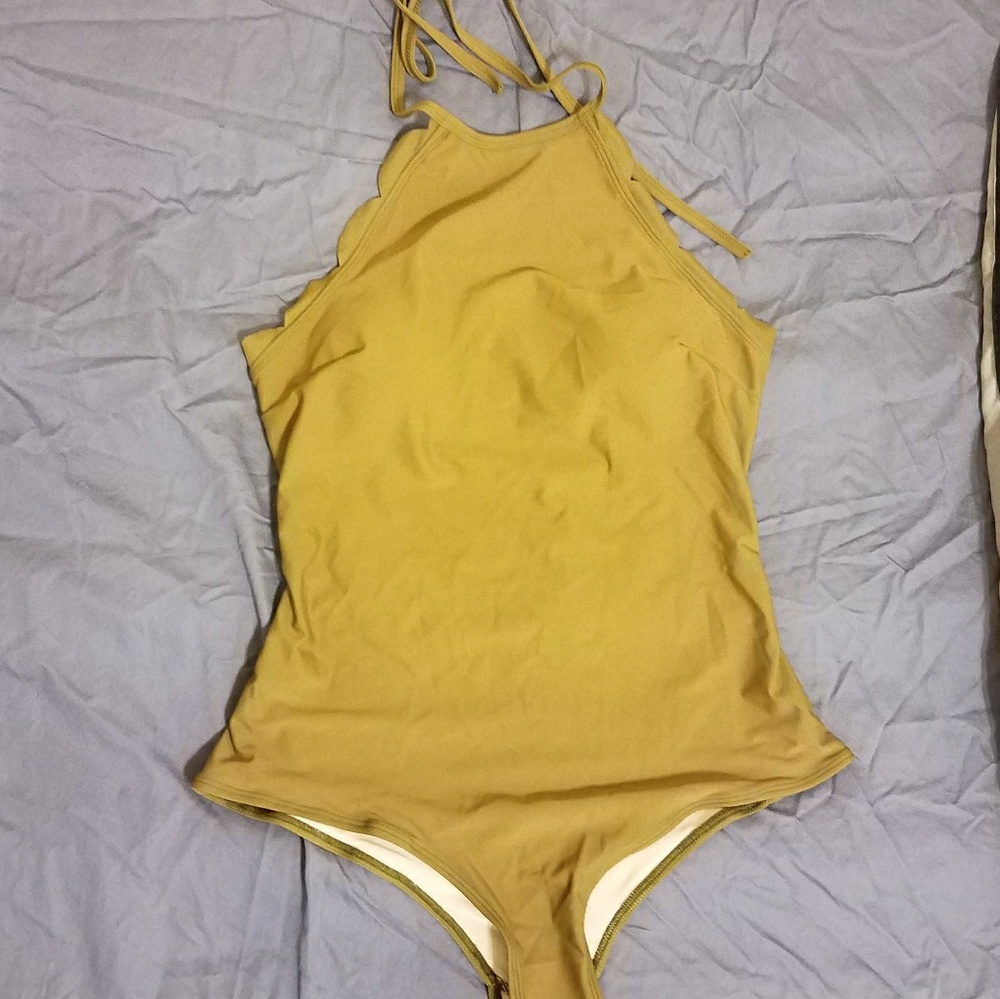 Olive Scalloped One Piece